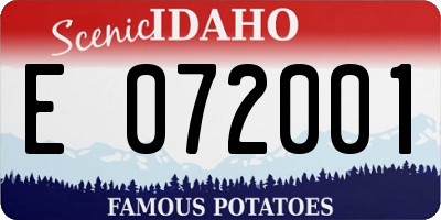 ID license plate E072001