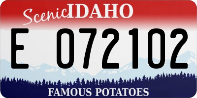 ID license plate E072102