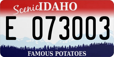 ID license plate E073003