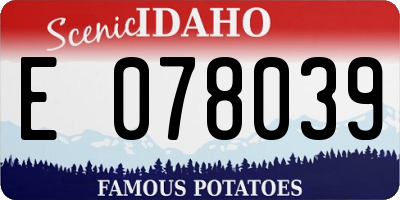ID license plate E078039