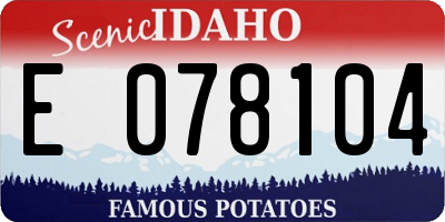ID license plate E078104