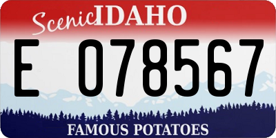 ID license plate E078567