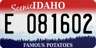 ID license plate E081602