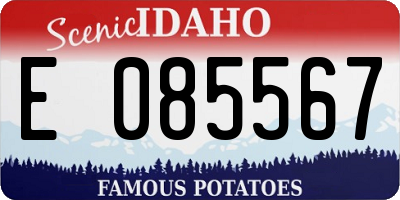 ID license plate E085567