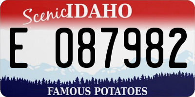 ID license plate E087982