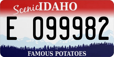 ID license plate E099982