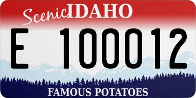 ID license plate E100012
