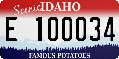 ID license plate E100034