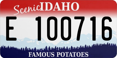 ID license plate E100716