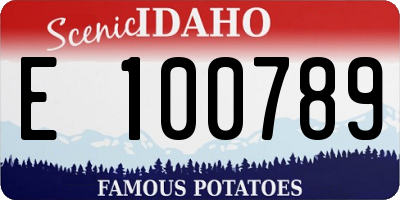 ID license plate E100789
