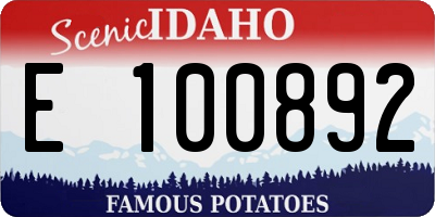 ID license plate E100892