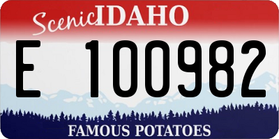 ID license plate E100982