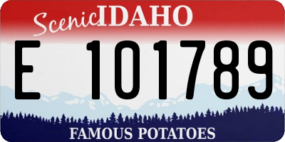 ID license plate E101789