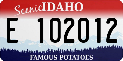 ID license plate E102012