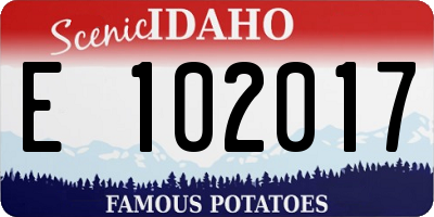 ID license plate E102017