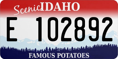 ID license plate E102892