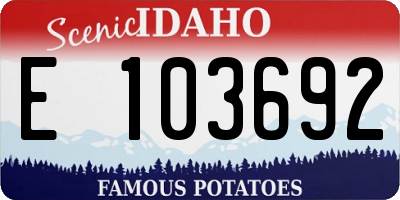 ID license plate E103692