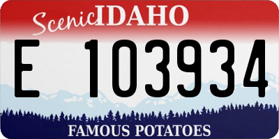 ID license plate E103934