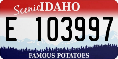 ID license plate E103997