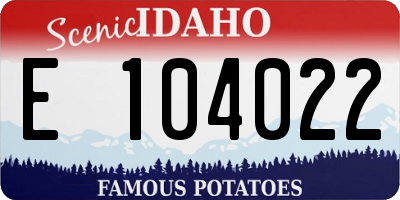 ID license plate E104022
