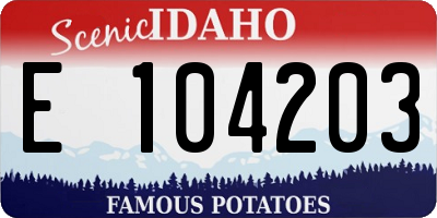 ID license plate E104203