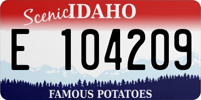 ID license plate E104209