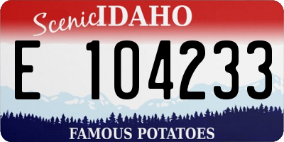 ID license plate E104233