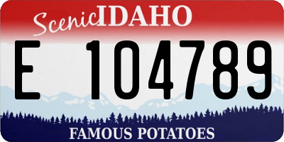 ID license plate E104789
