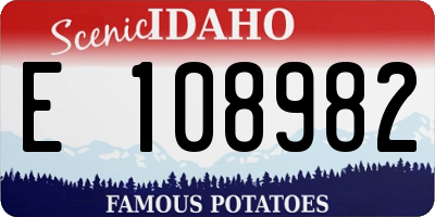 ID license plate E108982