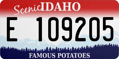 ID license plate E109205