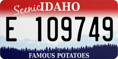 ID license plate E109749