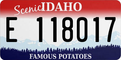 ID license plate E118017