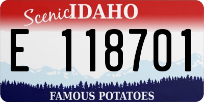 ID license plate E118701