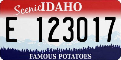 ID license plate E123017