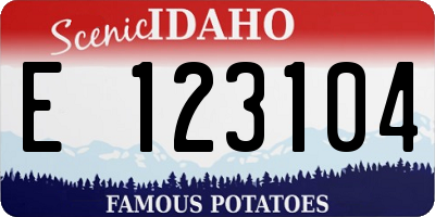 ID license plate E123104