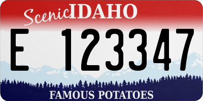 ID license plate E123347