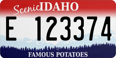 ID license plate E123374