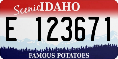 ID license plate E123671