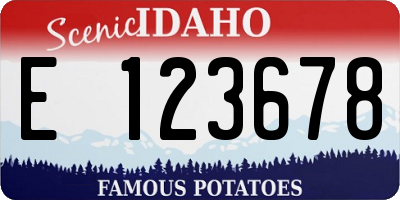 ID license plate E123678