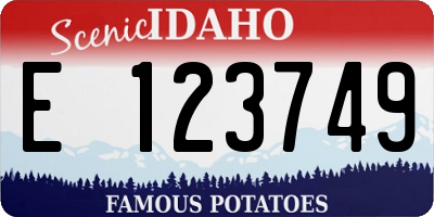 ID license plate E123749