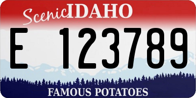 ID license plate E123789