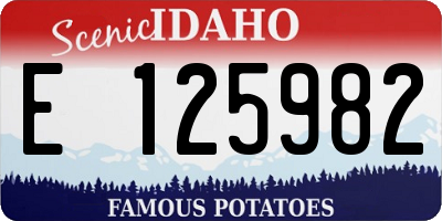 ID license plate E125982