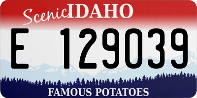 ID license plate E129039