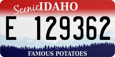ID license plate E129362