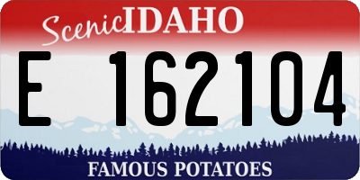 ID license plate E162104