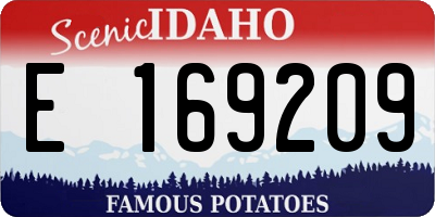 ID license plate E169209