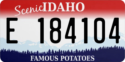 ID license plate E184104