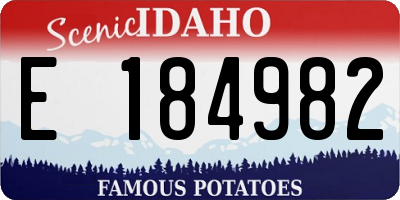 ID license plate E184982