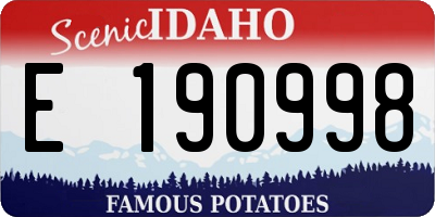ID license plate E190998