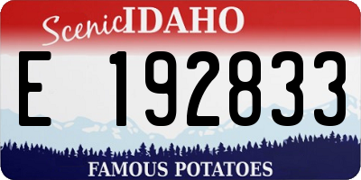 ID license plate E192833
